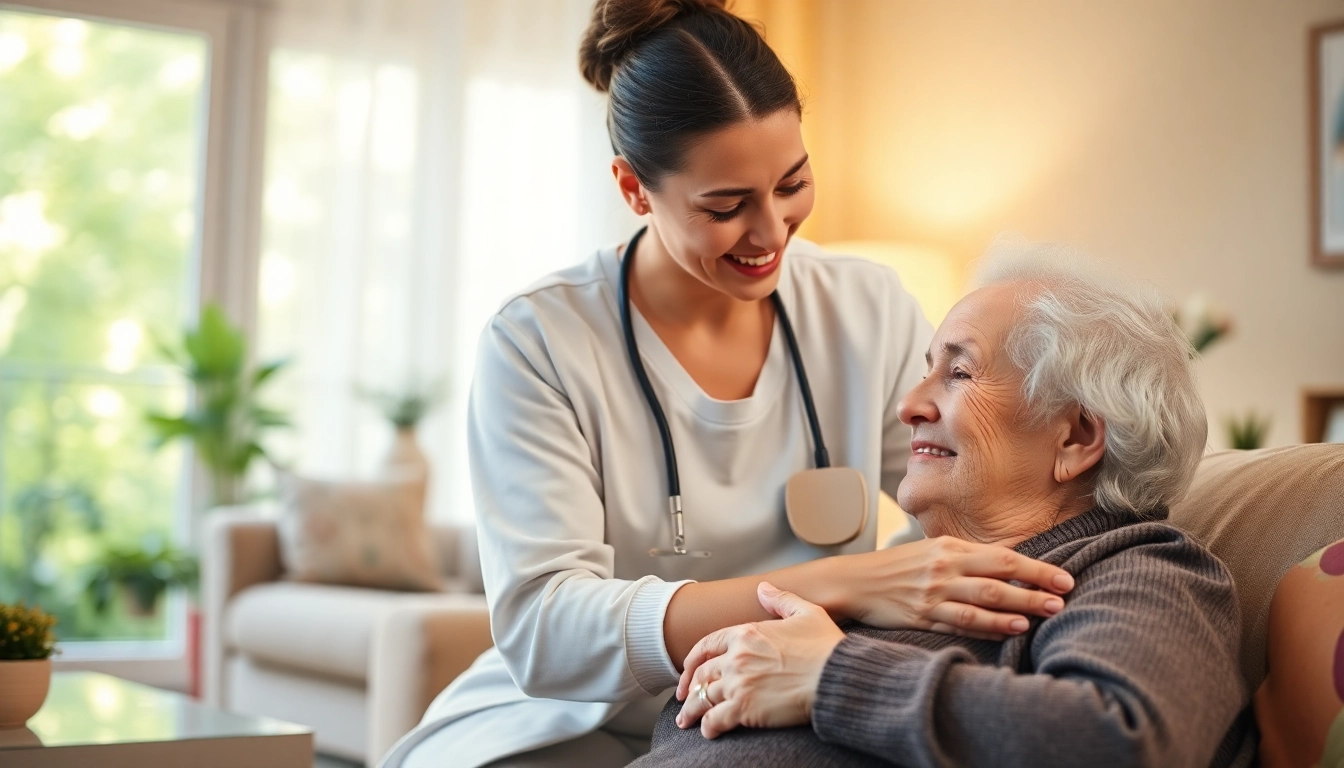 Caregiver providing support in an ambulanter pflegedienst Castrop Rauxel setting, ensuring comfort and safety for the elderly.