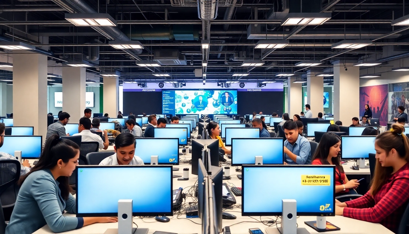 Engaged agents working at a call center in Tijuana, showcasing professionalism and technology.