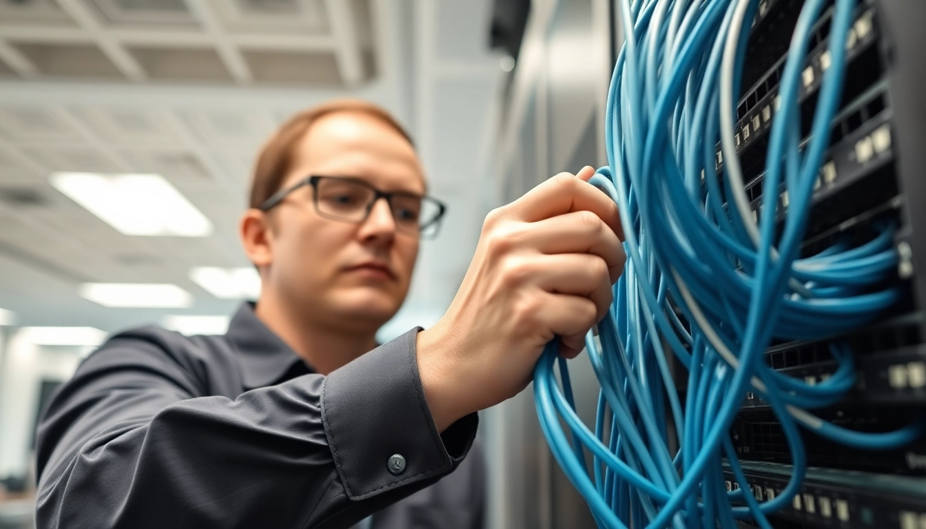 Professional data cable installation service ensuring reliable network setup in a modern office.