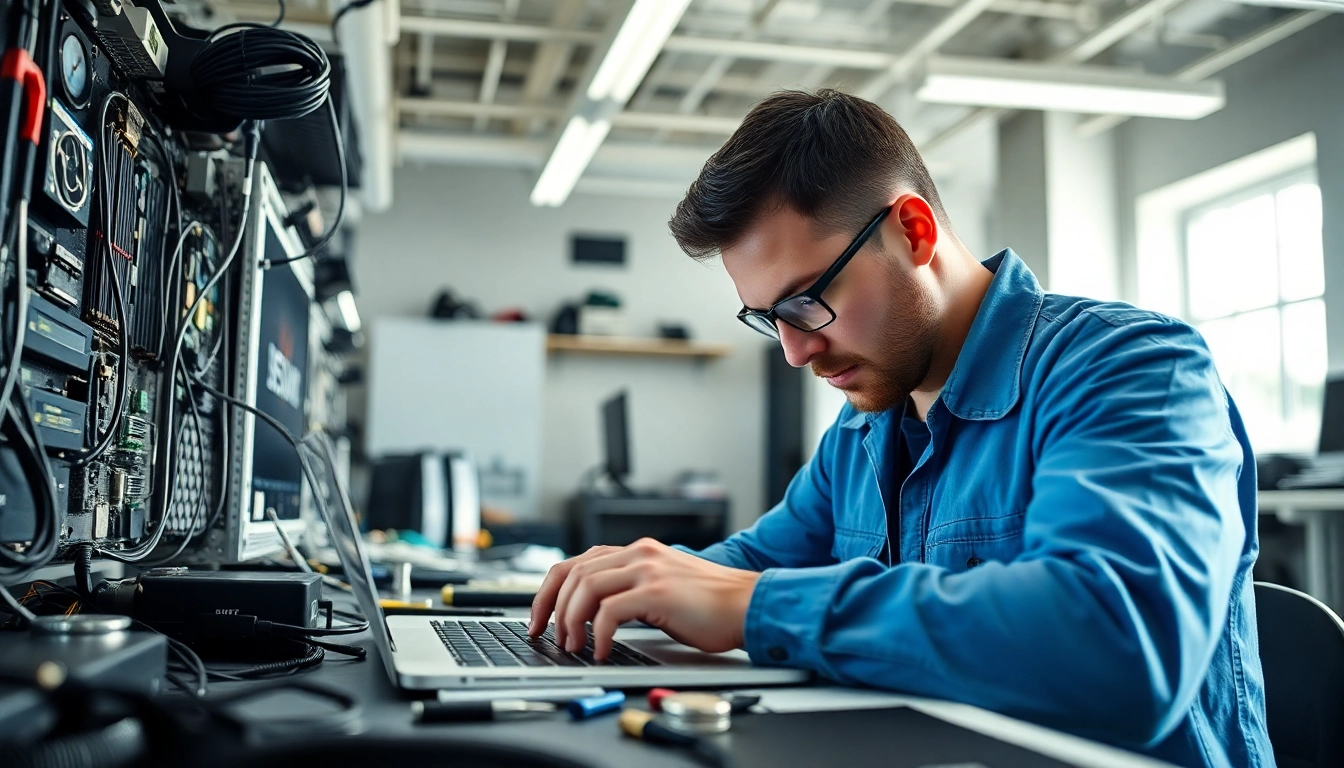 Riparazione computer settimo torinese da parte di un tecnico esperto in un negozio moderno.