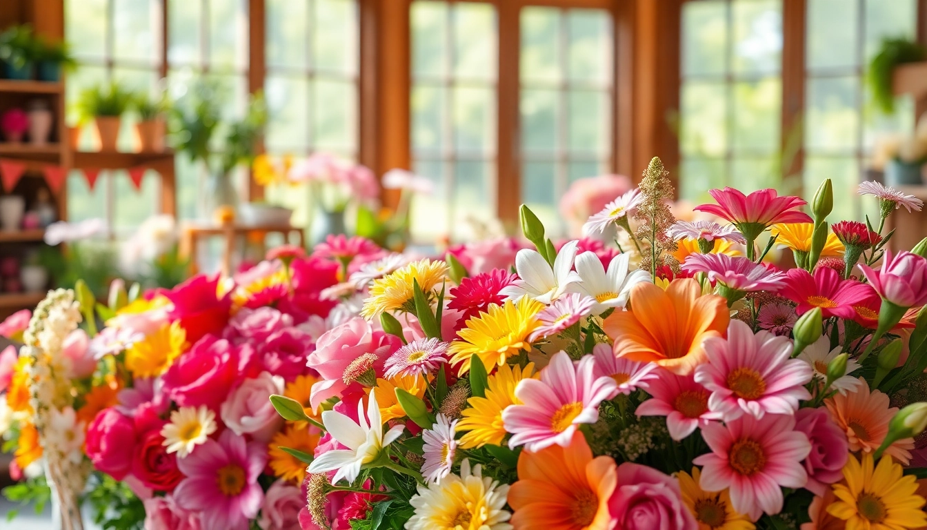 Huntington Beach florist showcasing a vibrant bouquet of fresh seasonal flowers.