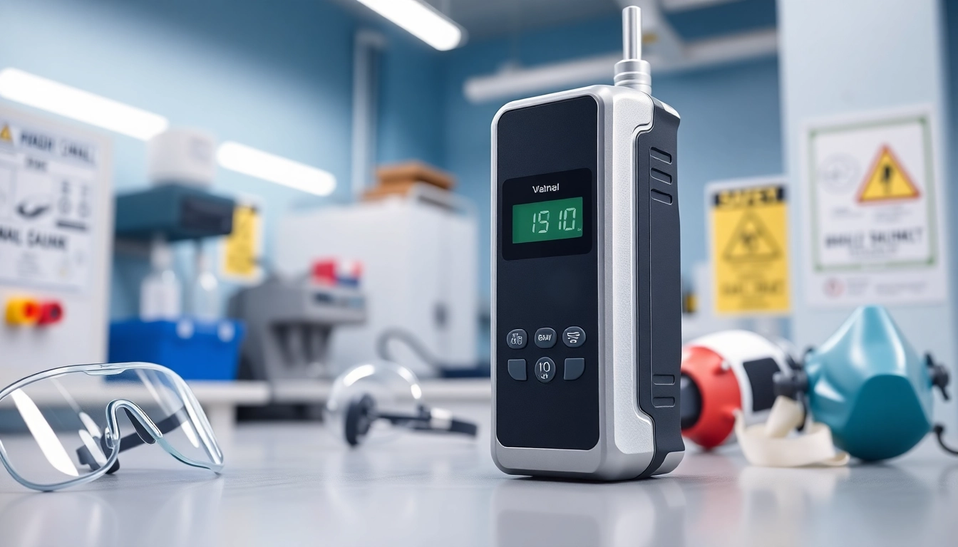 Monitor Hydrogen Sulfide gas detector in a laboratory setting showcasing safety features