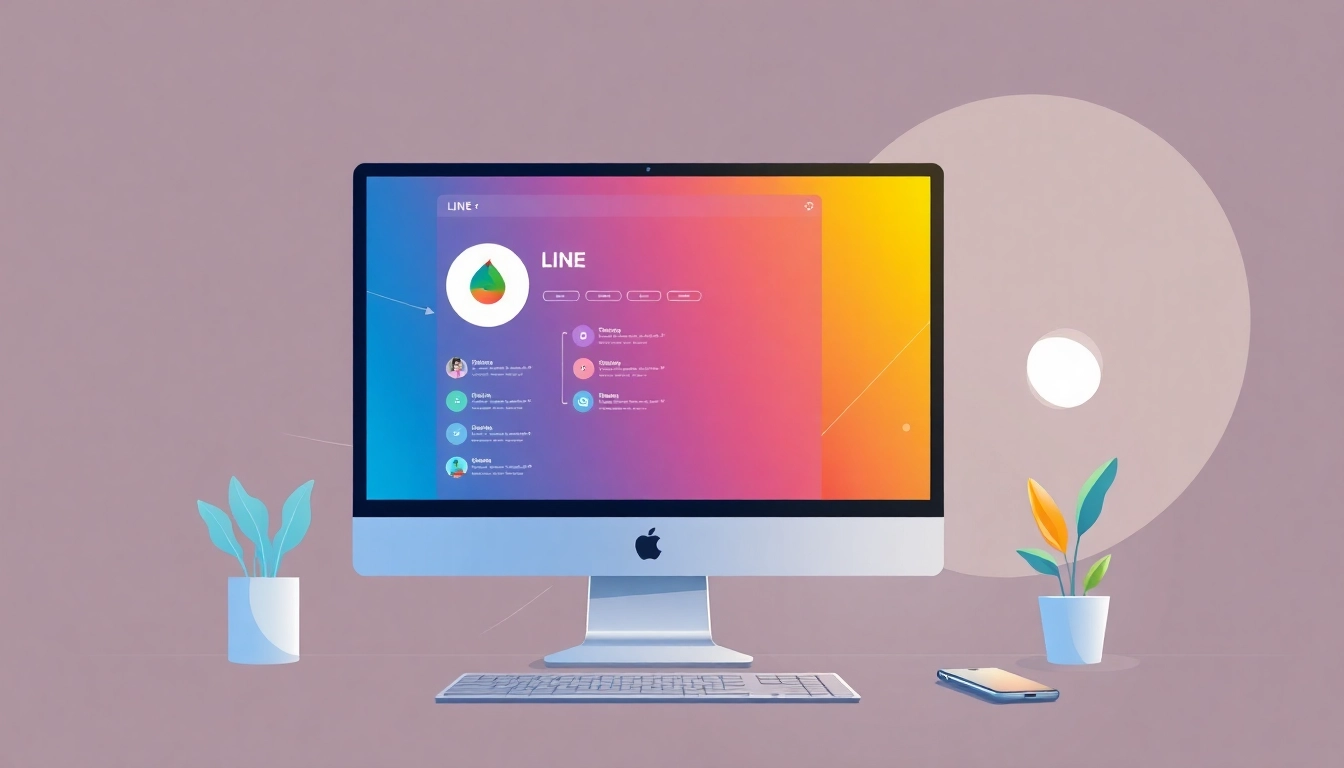 Download the LINE app on desktop with a vibrant interface for seamless communication.