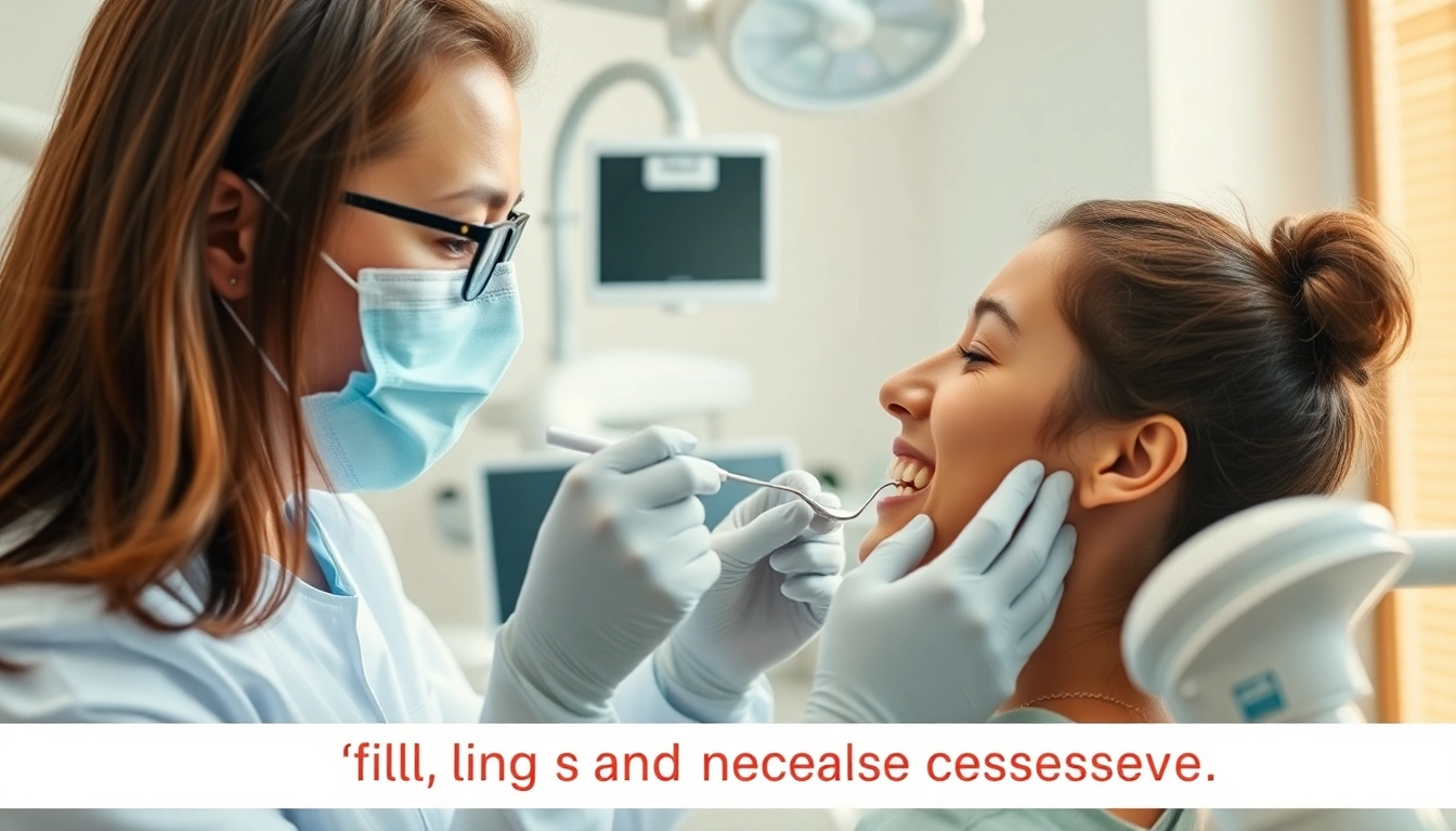 Providing fillings and restorative work during a dental consultation in a modern clinic.