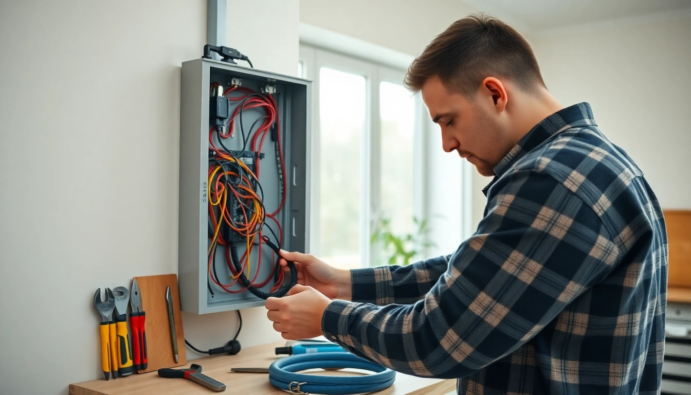 Upgrade an Electrical Panel during a professional installation, highlighting components and tools.