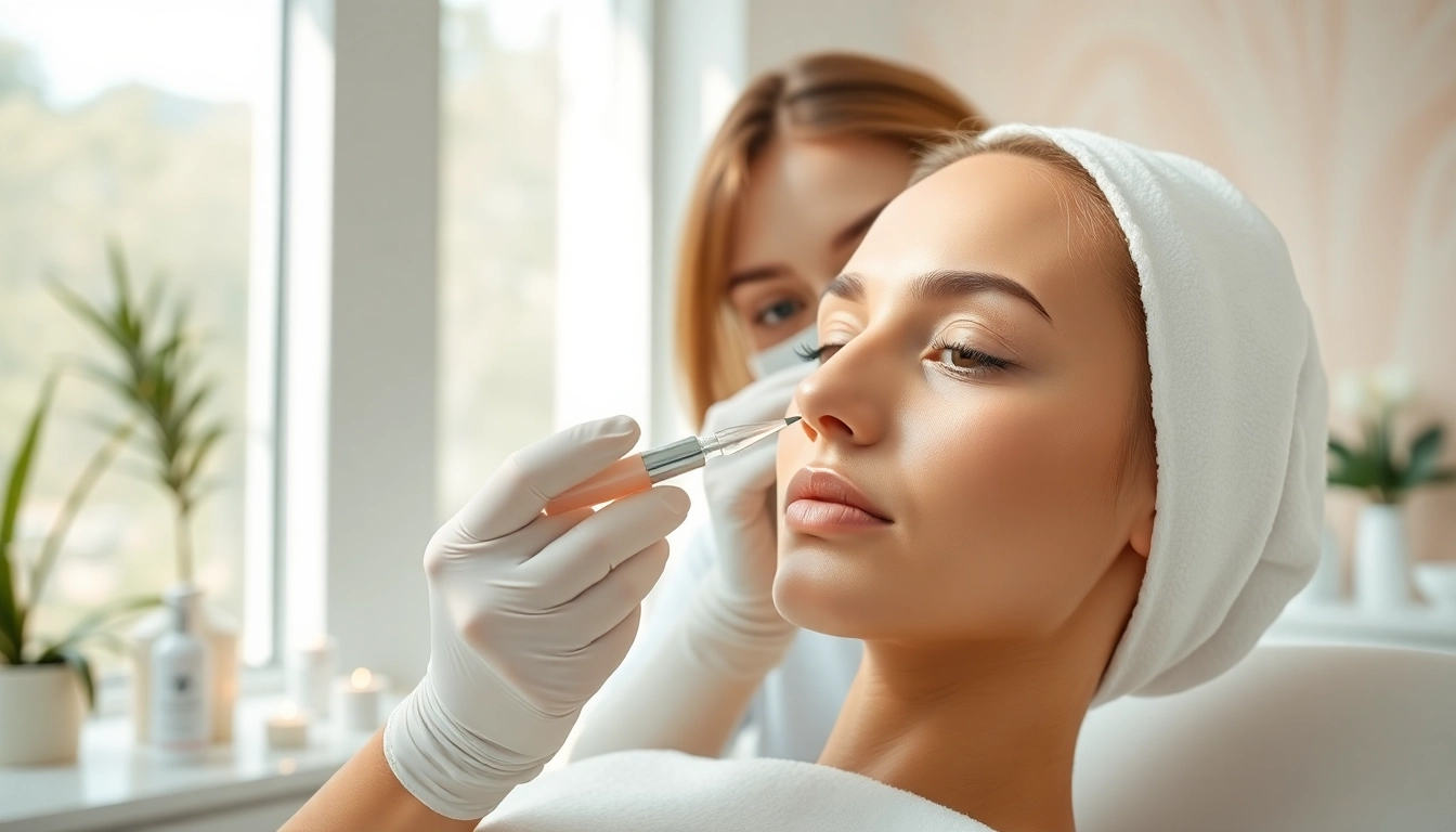 Treating bunny lines with a dermal filler procedure in a calming spa setting.