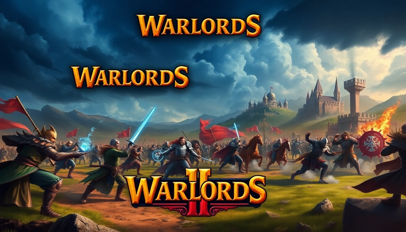 Engaging scene from Warlords 2 showcasing fantasy races in battle on a mythical battlefield