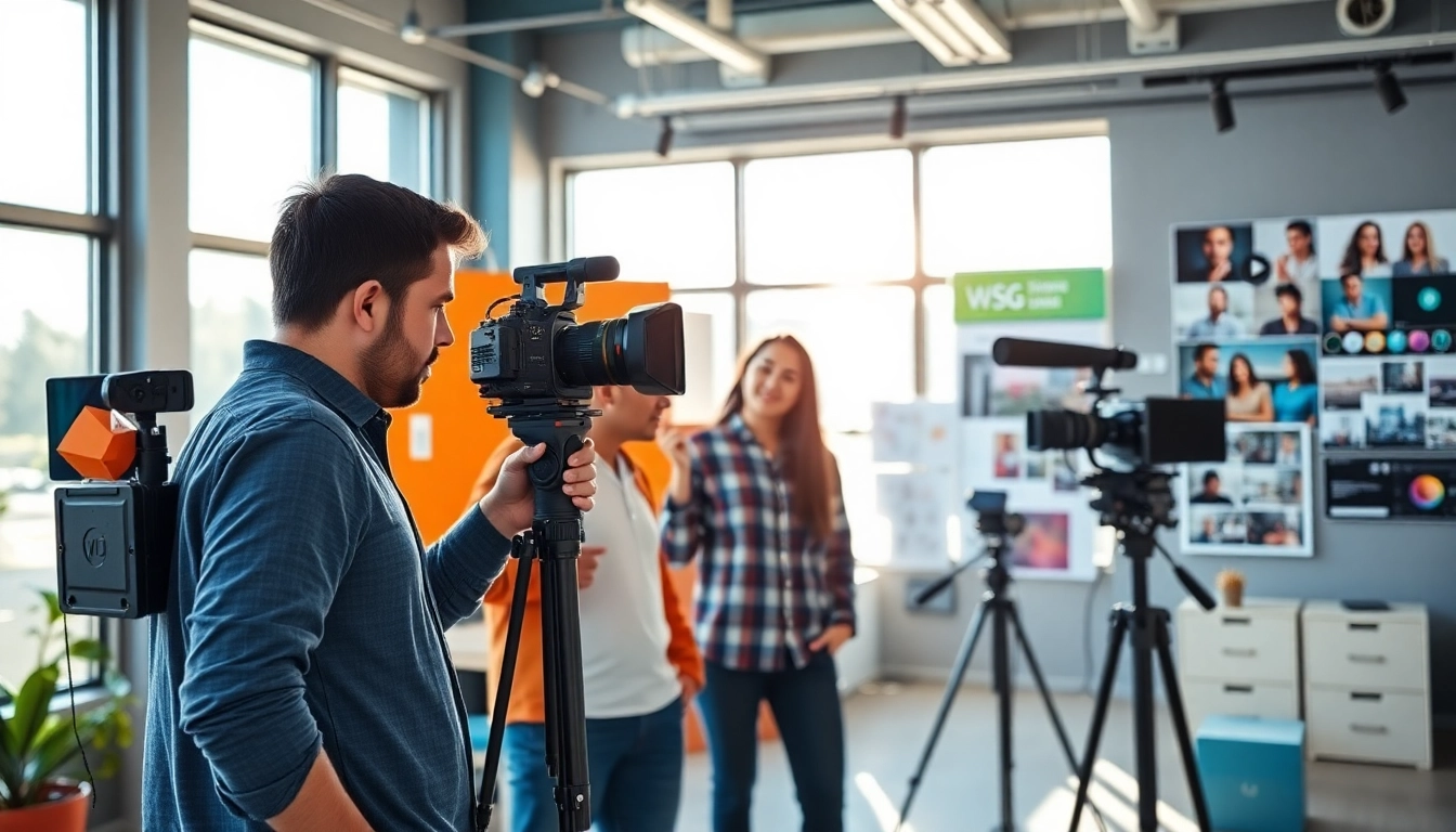 Capture creative collaboration among edmonton production companies in a vibrant studio.
