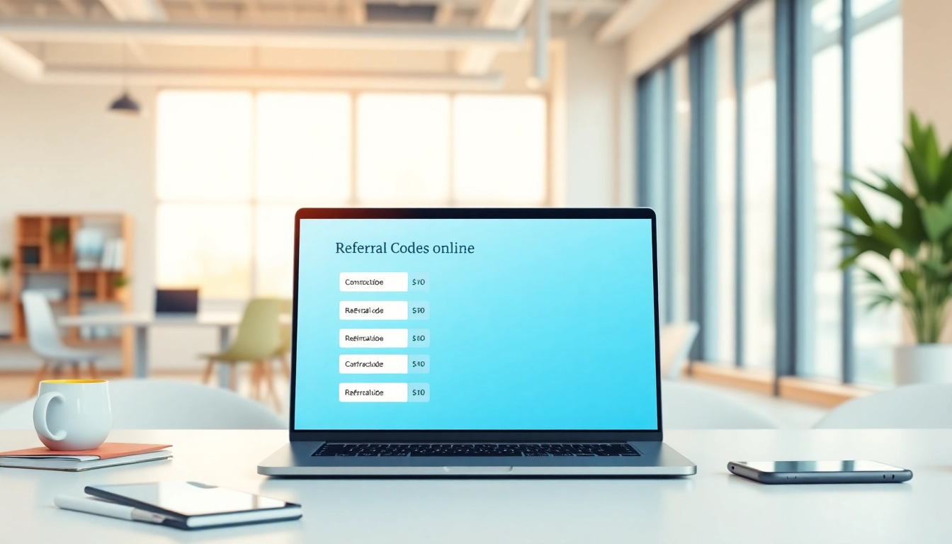 Discover referral codes online displayed on a laptop in a modern workspace