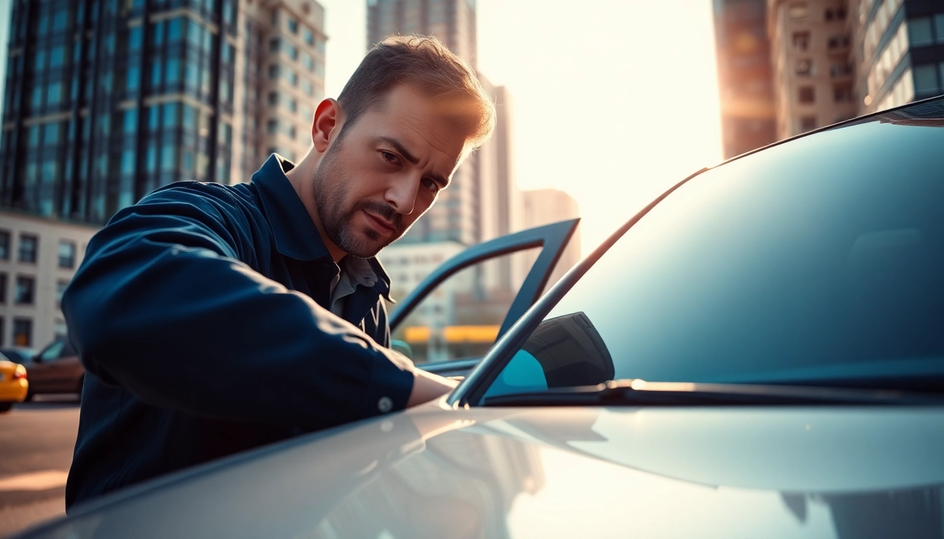 Help for Keys Locked in Car with professional locksmith assisting a driver.