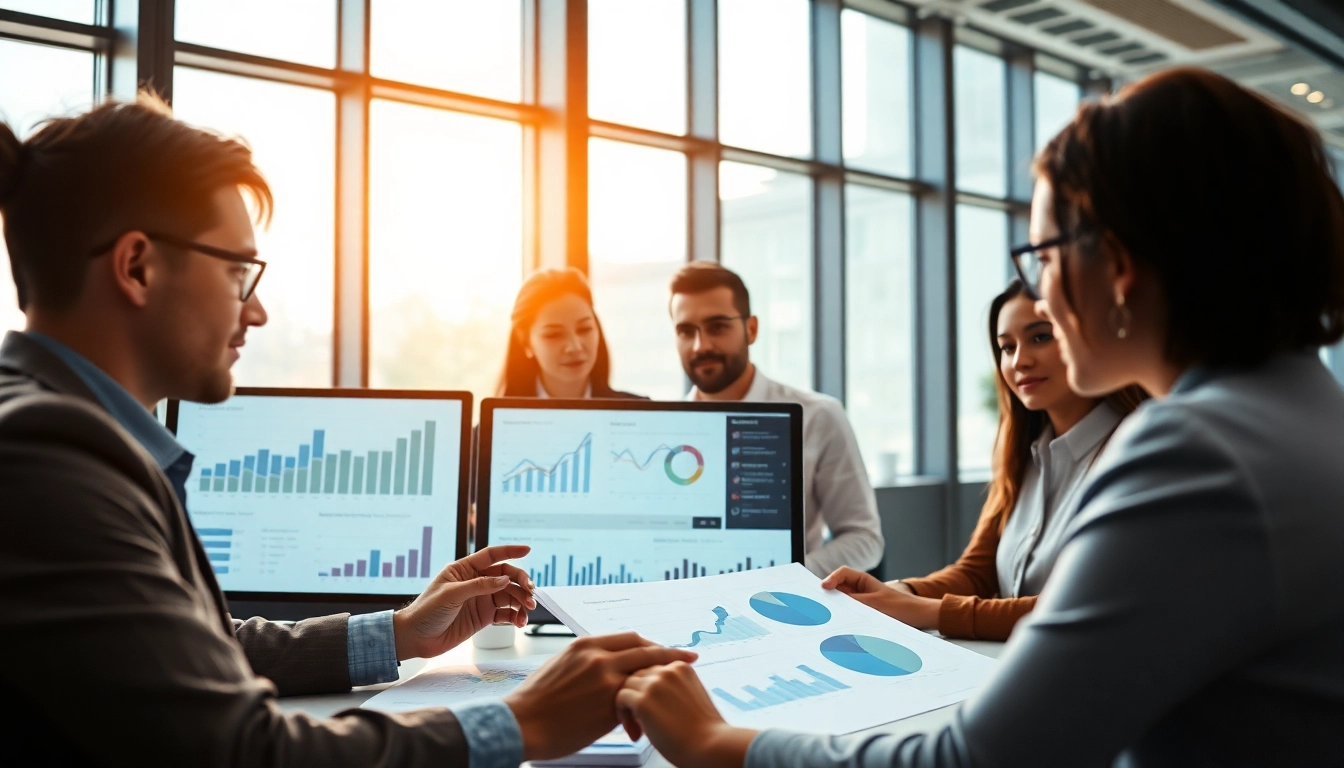Analyze competitive intelligence data collaboratively in a bright and modern office.