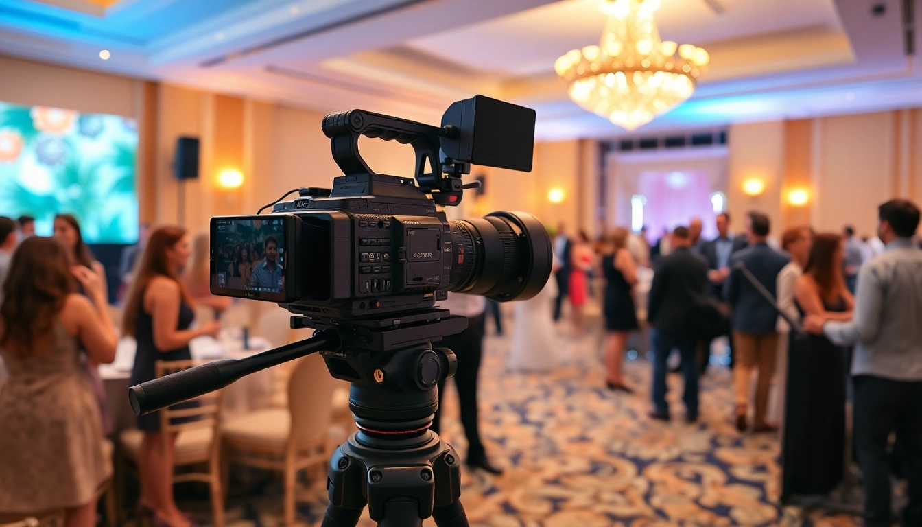 Capturing Miami Corporate Event Videography Photography with a dynamic team at a vibrant event venue.