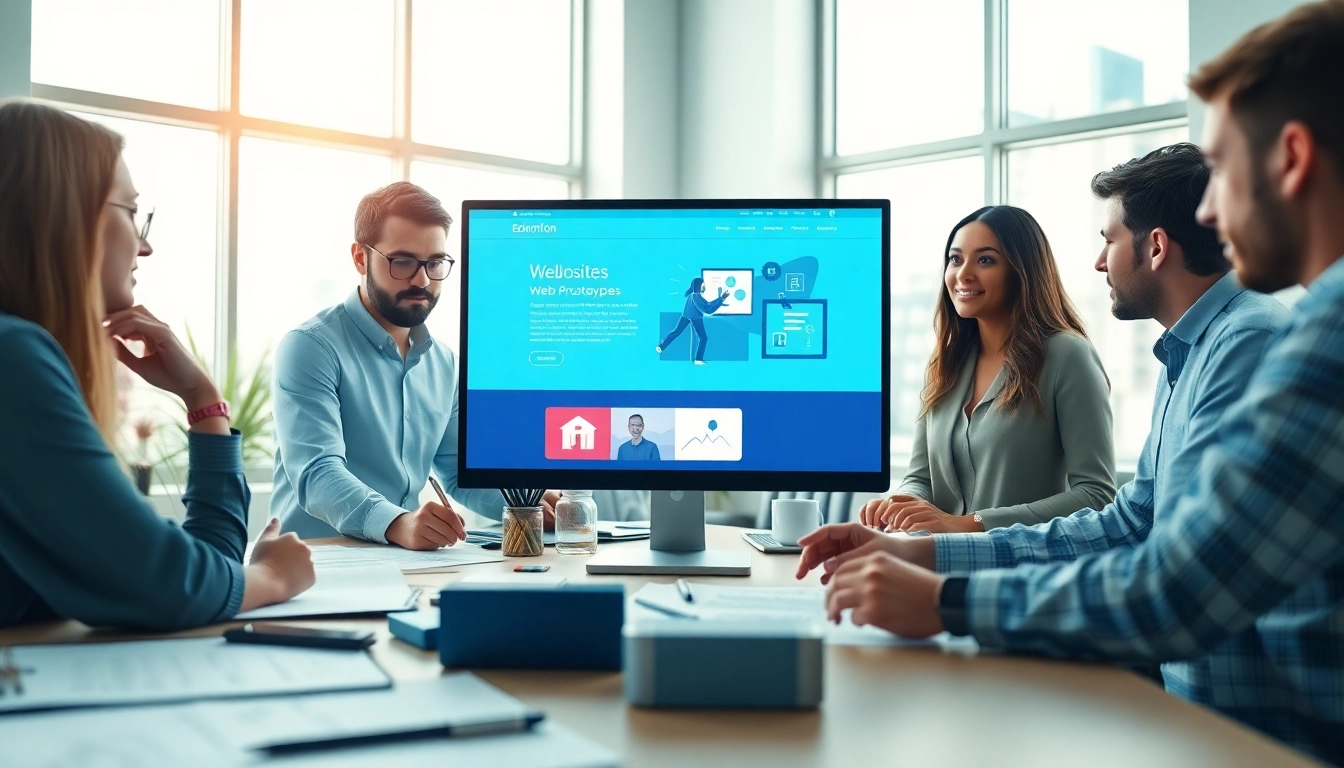 Showcasing creative teamwork in edmonton web design with professionals collaborating on digital projects.