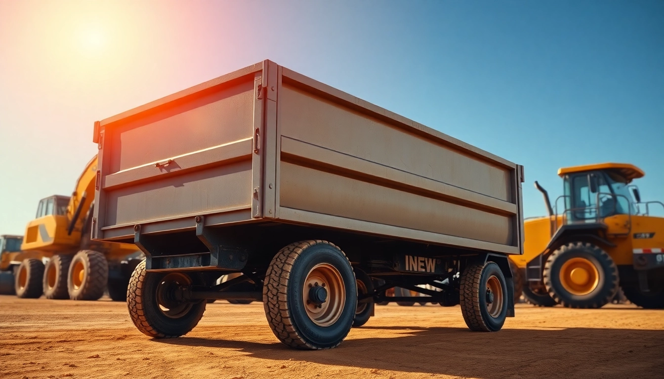 Find a used dump trailer for sale near me showcasing its robust features on a construction site.